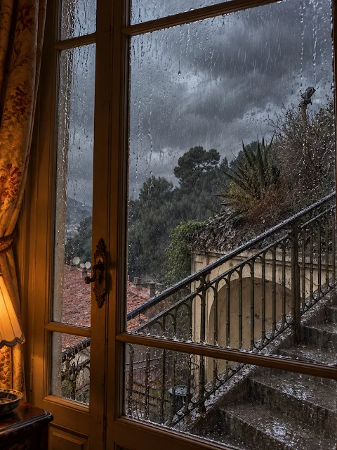 Rainy view through the window
